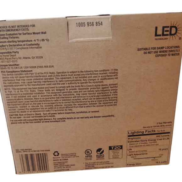 75-Watt Equivalent BR40 CEC Dimmable LED Light Bulb Daylight (6-Pack) - Picture 4 of 11